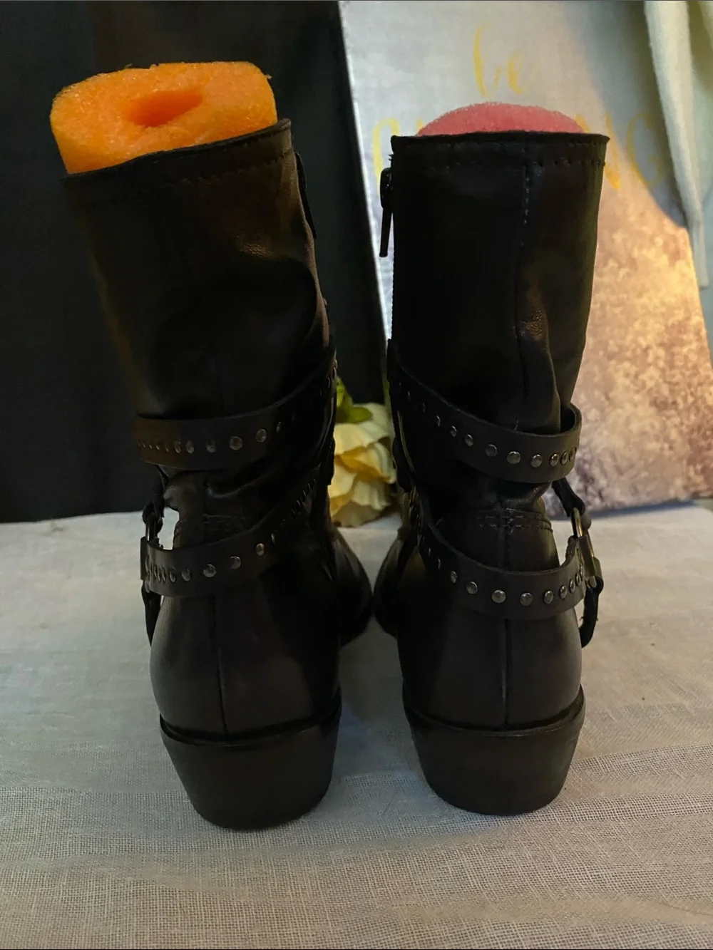VINTAGE FOUNDRY CO SZ 8 Black Studded Western Ankle Booties - Women